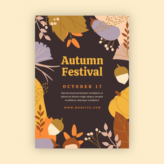 Plantilla de póster vertical plano para otoño