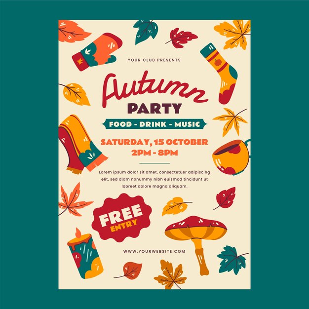 Plantilla de póster vertical plano para otoño