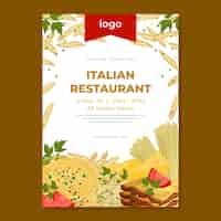 Vector gratuito plantilla de póster vertical plano para restaurante de comida italiana