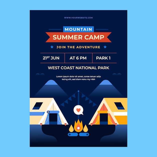 Vector gratuito plantilla de póster vertical plano para el verano
