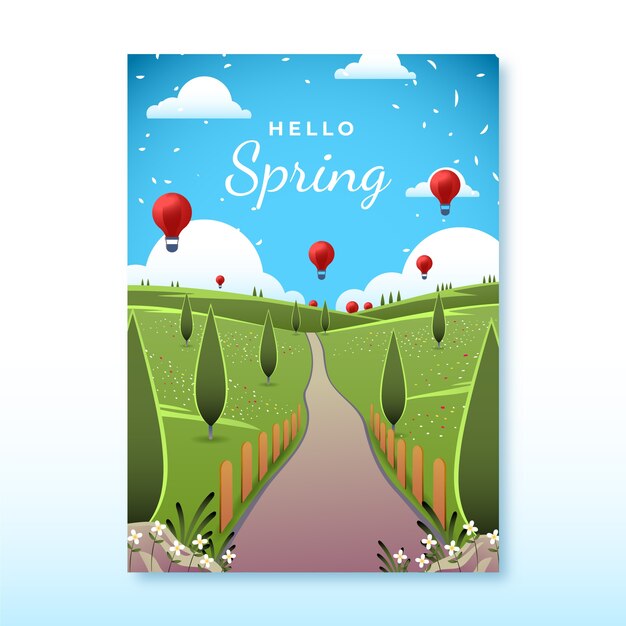 Plantilla de póster vertical de primavera degradada