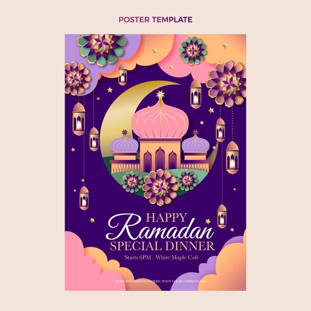Plantilla de póster vertical de ramadán degradado