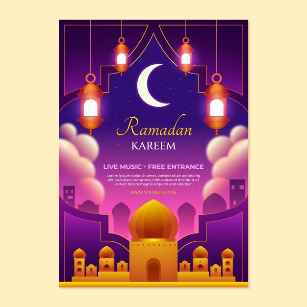 plantilla de póster vertical de Ramadán con gradiente