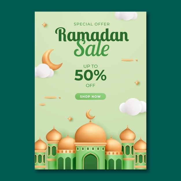 Plantilla de póster vertical de ramadán realista