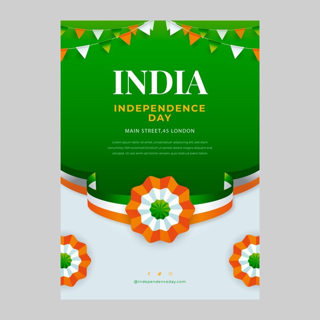 Plantilla de póster vertical realista para la celebración del día de la independencia de india