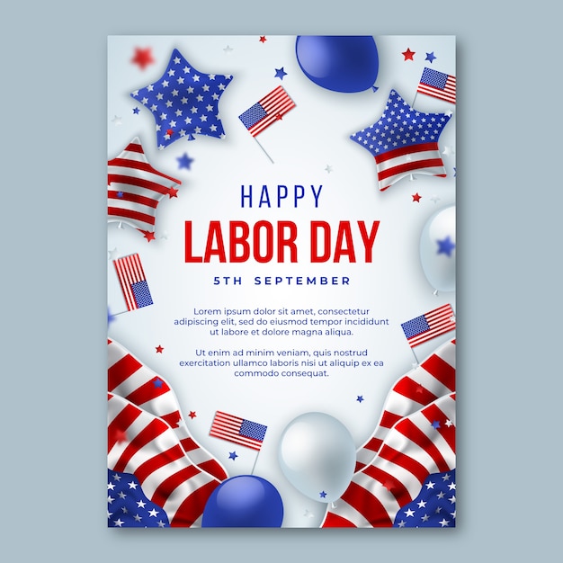 Vector gratuito plantilla de póster vertical realista para la celebración del día del trabajo