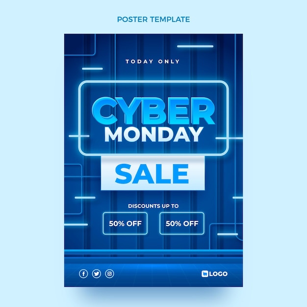 Vector gratuito plantilla de póster vertical realista de cyber monday