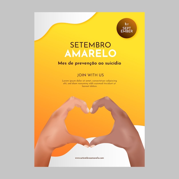 Vector gratuito plantilla de póster vertical realista para el mes brasileño de prevención del suicidio