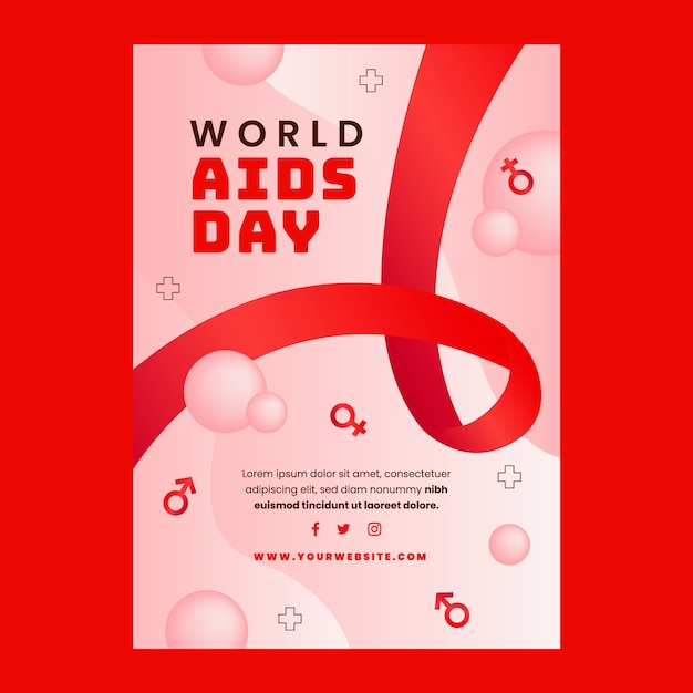 Vector gratuito plantilla de póster vertical de recuerdo del día mundial del sida