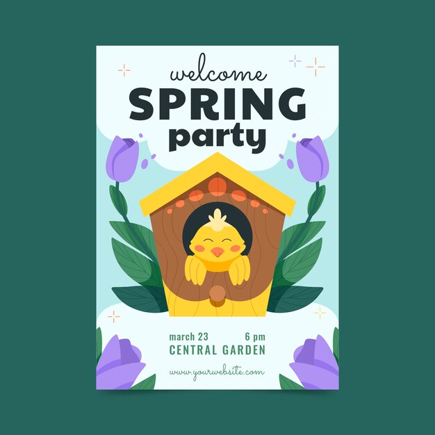 plantilla de póster vertical de resorte plano