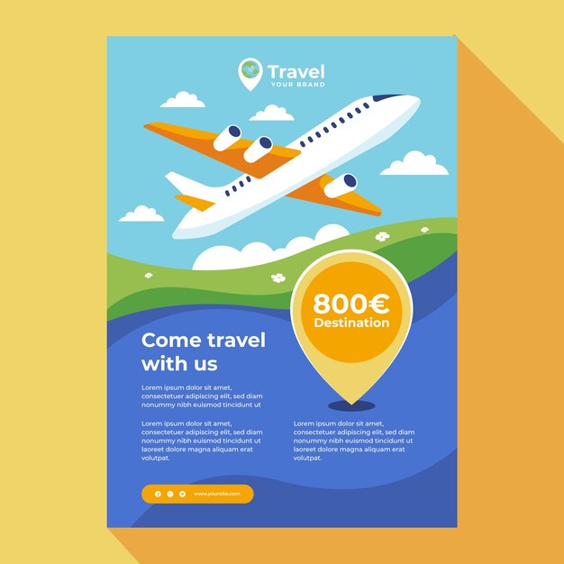 Plantilla de póster vertical de tiempo de viaje plano
