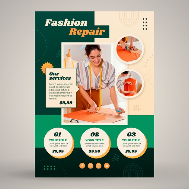 Plantilla de póster vertical para tienda de moda de segunda mano.