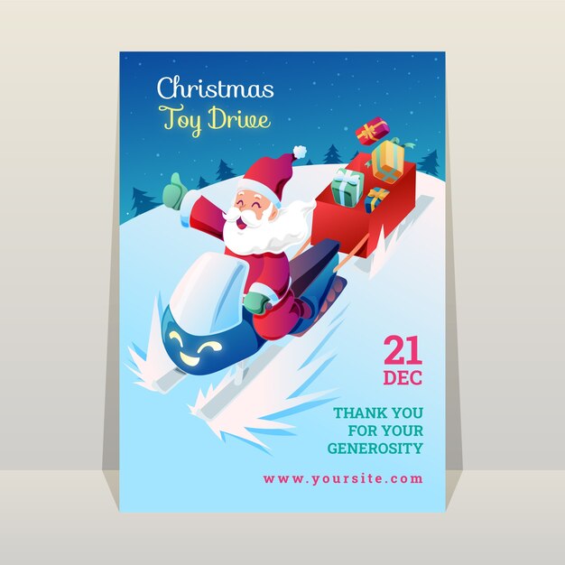 Plantilla de póster vertical de unidad de juguetes de navidad degradado