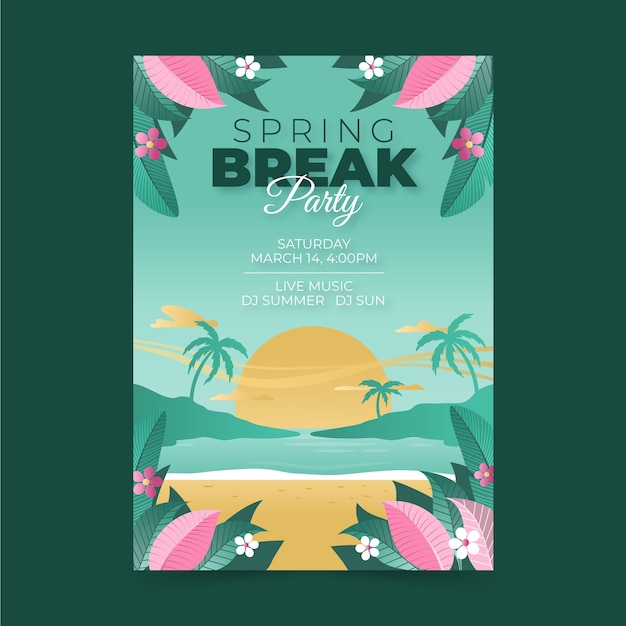 Plantilla de póster vertical de vacaciones de primavera degradado