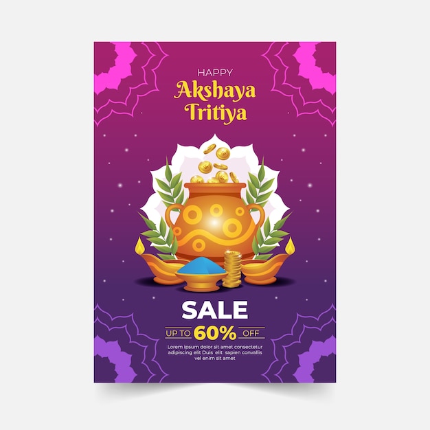 Plantilla de póster vertical de venta de akshaya tritiya degradado