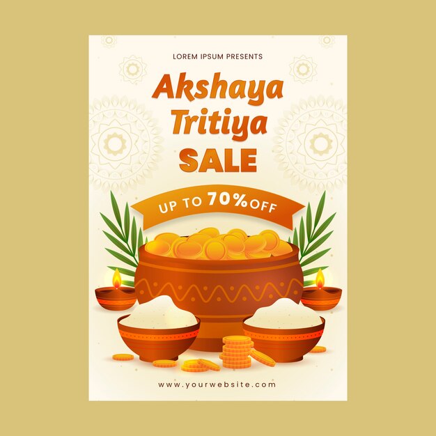 Plantilla de póster vertical de venta de akshaya tritiya degradado