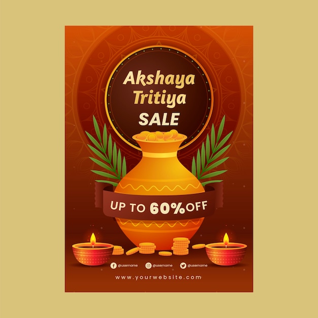 Plantilla de póster vertical de venta de akshaya tritiya degradado