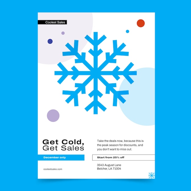 Vector gratuito plantilla de póster vertical de venta de temporada de invierno