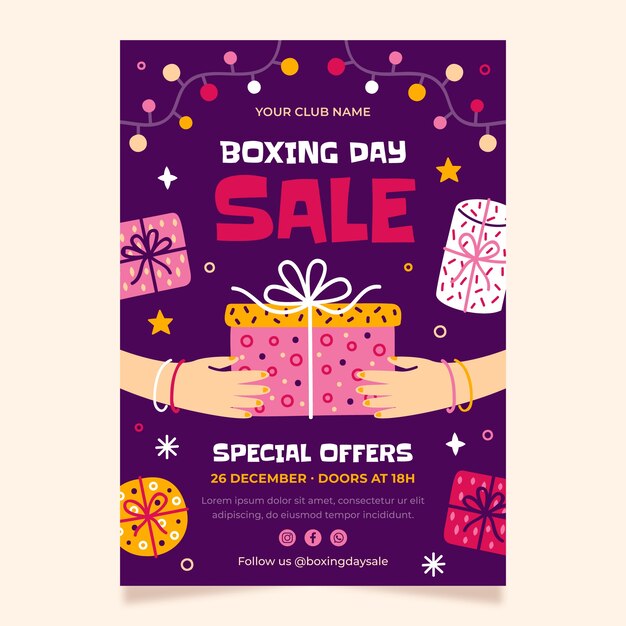 Plantilla de póster vertical de ventas del día del boxeo