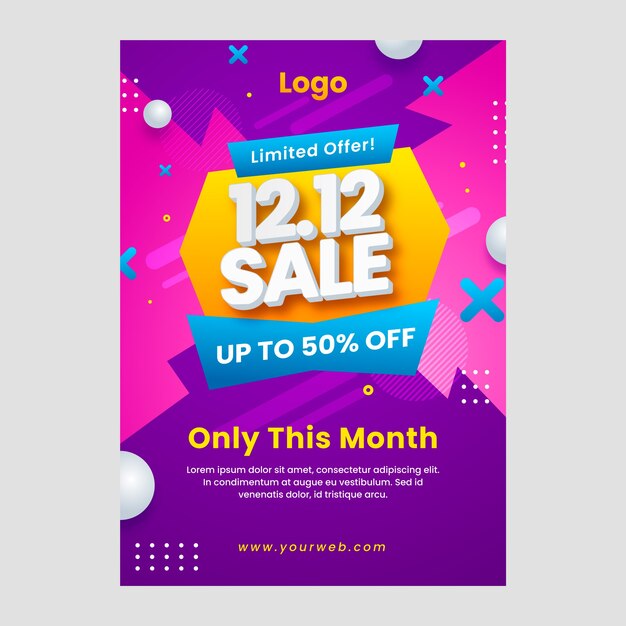 Plantilla de póster vertical de ventas del día de compras 12.12
