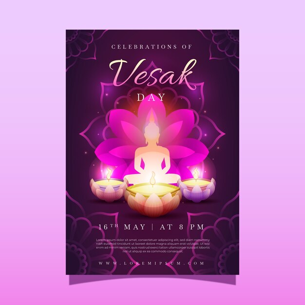 Plantilla de póster vertical vesak degradado