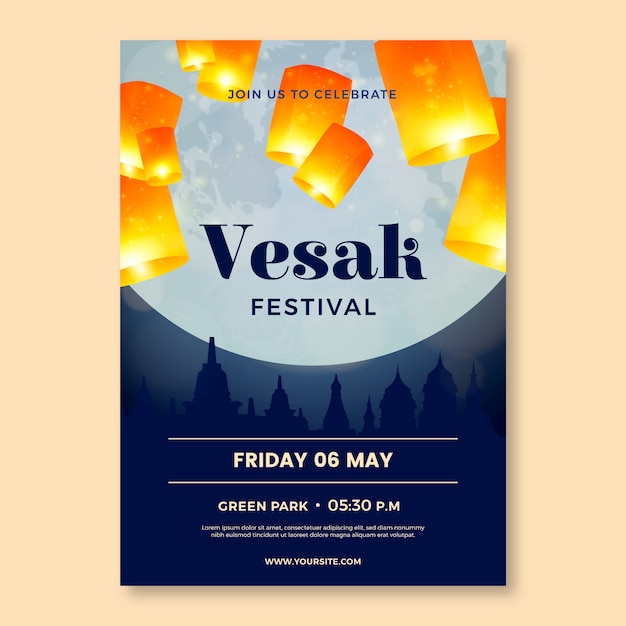 Plantilla de póster vertical vesak degradado