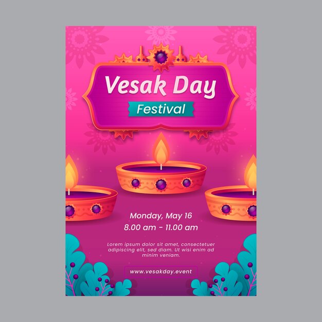 Plantilla de póster vertical vesak degradado