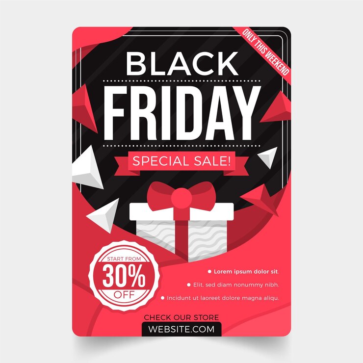 Vector gratuito plantilla de póster vertical de viernes negro plano