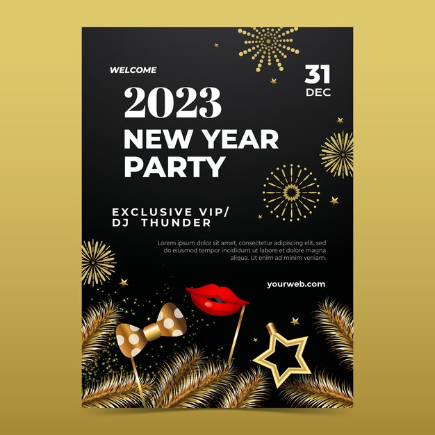 Plantilla de póster vertical de víspera de año nuevo degradado
