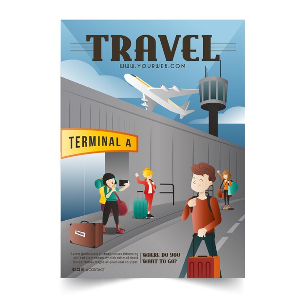 Plantilla de póster de viaje a diferentes lugares ilustrada