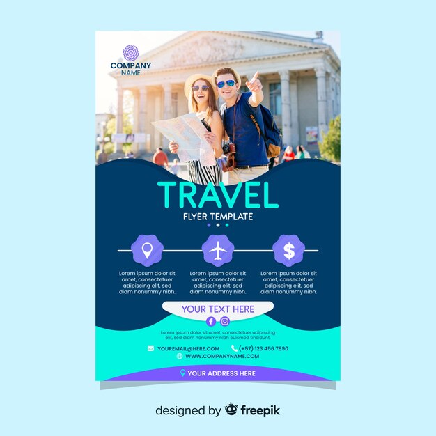 Plantilla de póster de viaje con foto