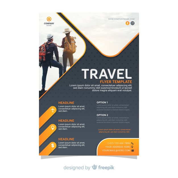 Plantilla de póster de viaje con foto