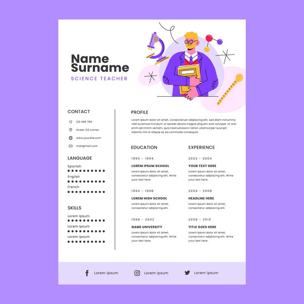 Plantilla de profesor de diseño plano