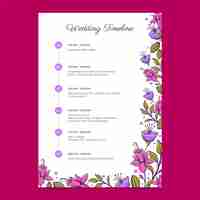 Vector gratuito plantilla de programación de bodas florales