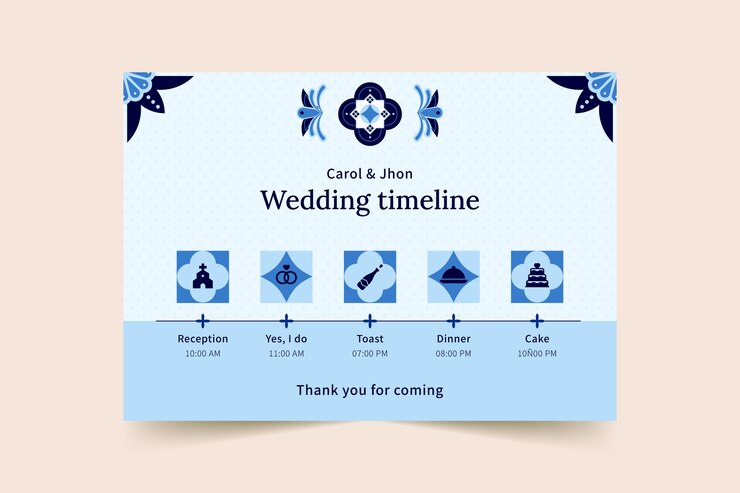 Vector gratuito plantilla de programación del día de planificación de bodas