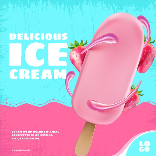 Plantilla de promoción de helado realista