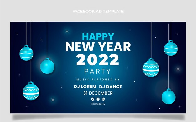Plantilla de promoción de redes sociales de año nuevo degradado
