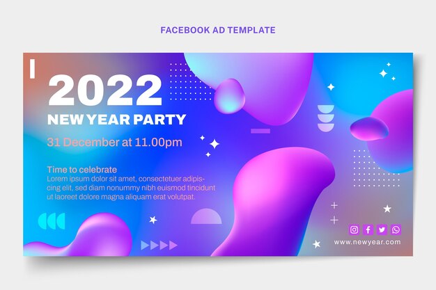 Plantilla de promoción de redes sociales de año nuevo degradado