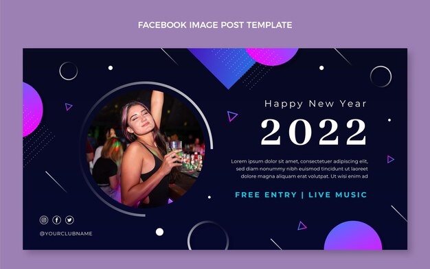Plantilla de promoción de redes sociales de año nuevo degradado