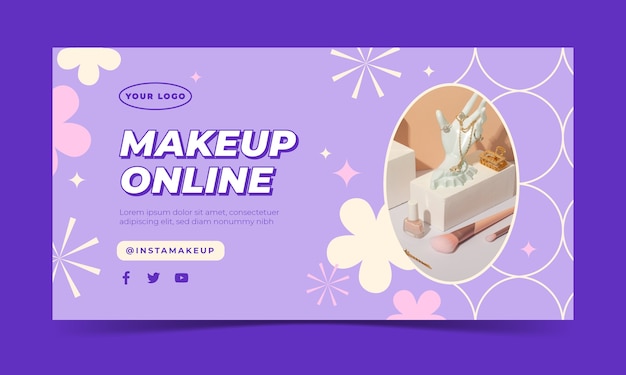 Vector gratuito plantilla de promoción de redes sociales de artista de maquillaje mínimo plano