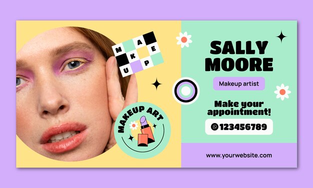 Plantilla de promoción de redes sociales de artista de maquillaje plano