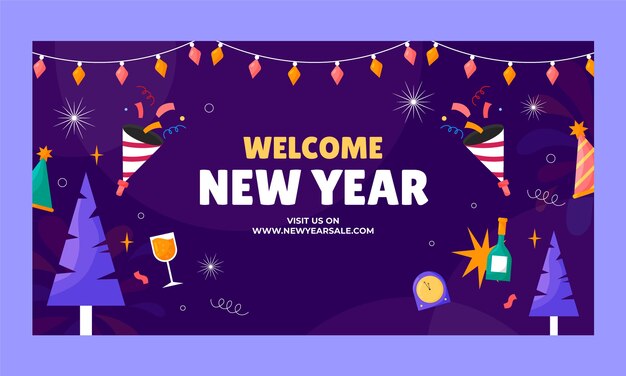 Plantilla de promoción de redes sociales para la celebración del año nuevo 2024