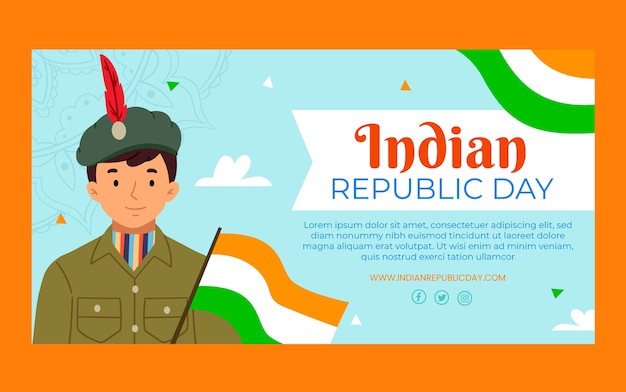 Vector gratuito plantilla de promoción de redes sociales de celebración del día de la república india plana