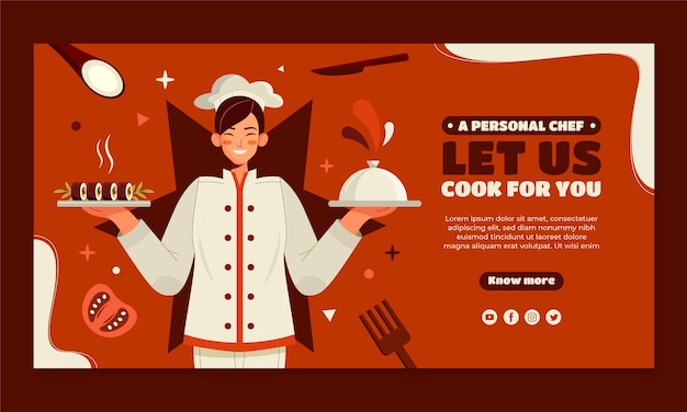 Plantilla de promoción de redes sociales de chef y gastronomía