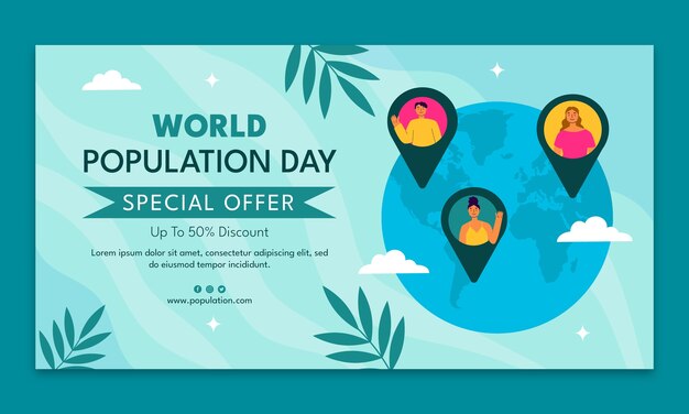 Plantilla de promoción de redes sociales para la concientización del día mundial de la población