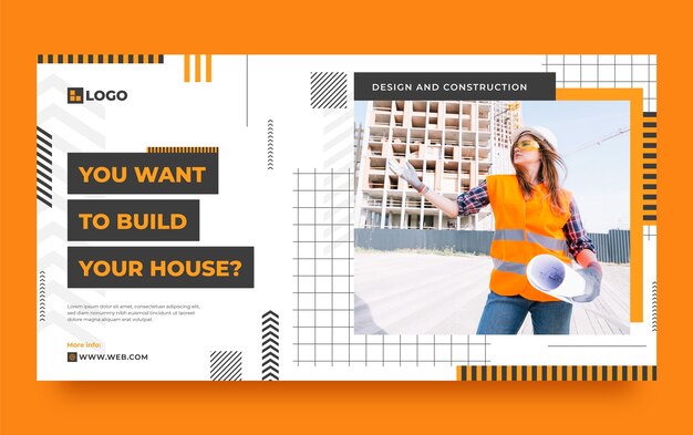 Plantilla de promoción de redes sociales de construcción plana