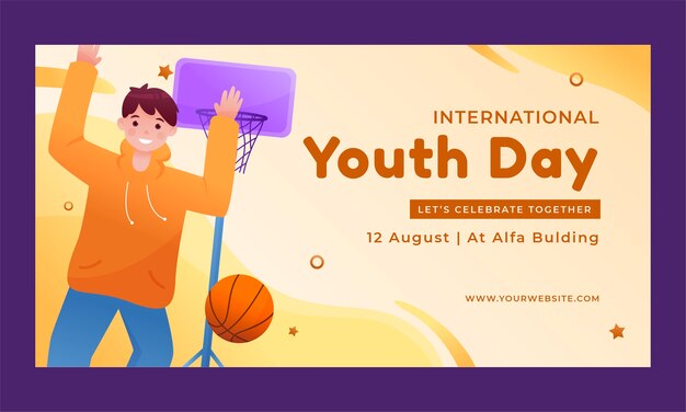 Plantilla de promoción de redes sociales del día internacional de la juventud degradado