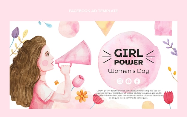 Vector gratuito plantilla de promoción de redes sociales del día internacional de la mujer en acuarela