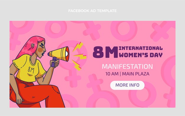 Vector gratuito plantilla de promoción de redes sociales del día internacional de la mujer dibujada a mano