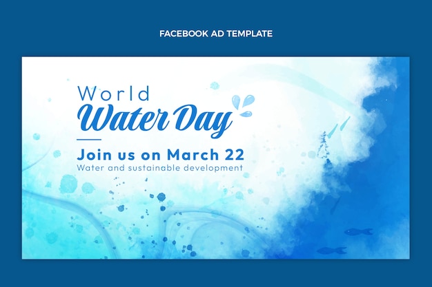 Vector gratuito plantilla de promoción de redes sociales del día mundial del agua en acuarela